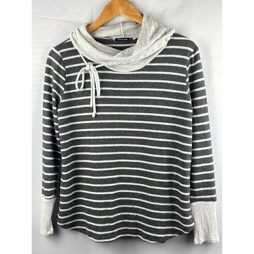 Pink Clover Womens Striped Cowl Neck Sweater Medium